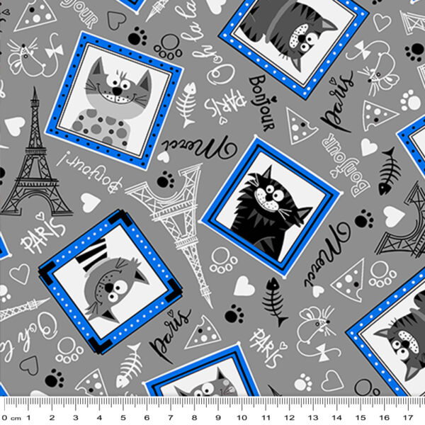 11399G Parisian Cat Portraits Grey Parisian Cats (3008)