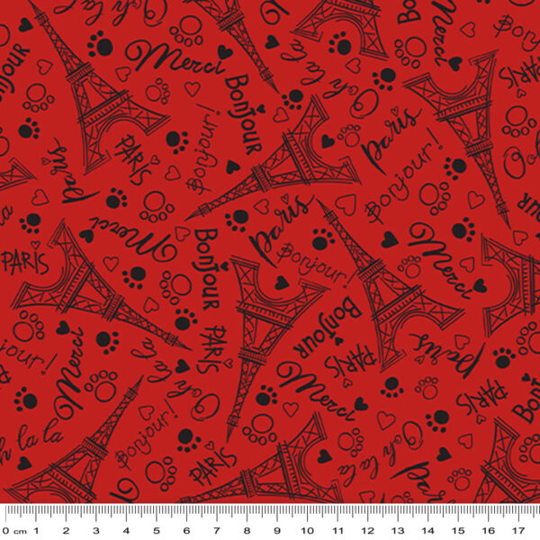 11401R Bonjour Paris Red Parisian Cats (3008)