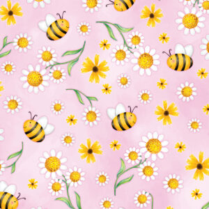 2321 Daisies & Bees Pink Sunshine Days (3028)