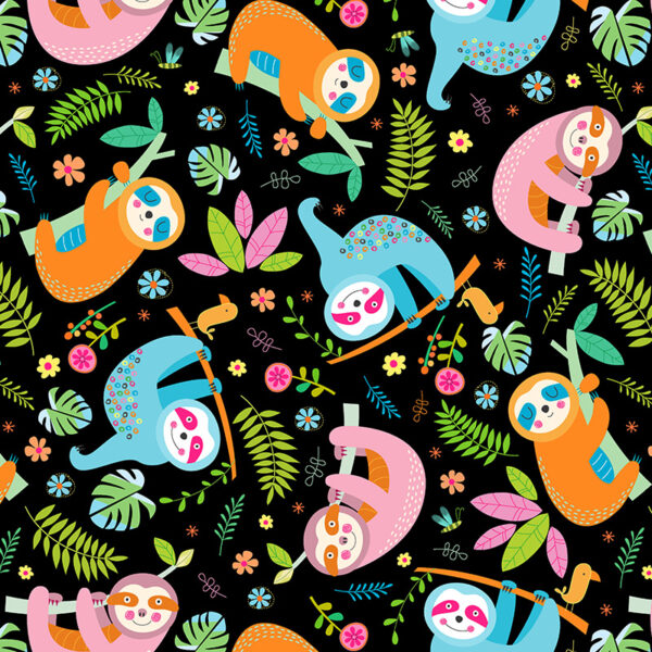 11134B Hanging There Sloths Black Don't Hurry Be Happy (3003)