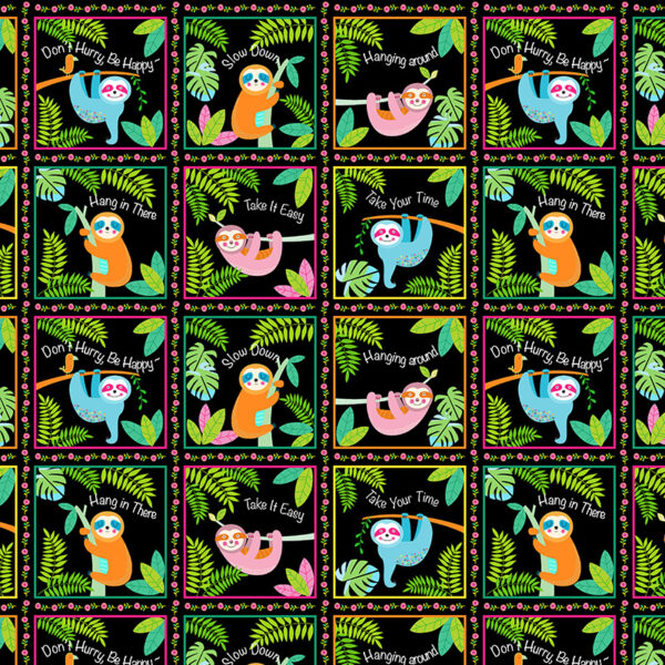 11136 Patchwork Multi Sloths Don't Hurry Be Happy (3003)
