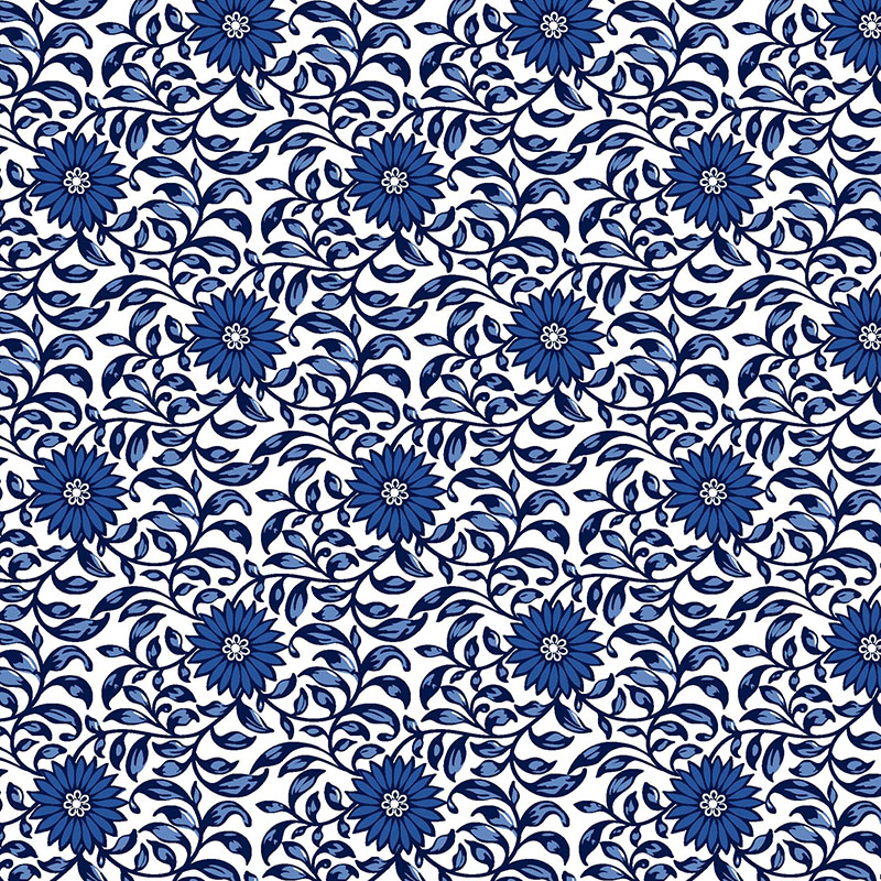 11395W Blue Allure White Ming Musings (3006) - KK Fabrics