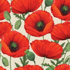 G Cream Poppies 108" Wide Backings (1095)