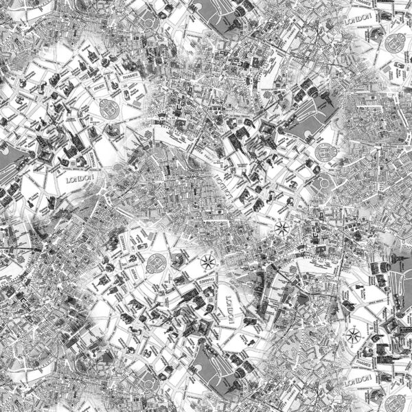 11668 London Map Silver City of London (3039) - KK Fabrics