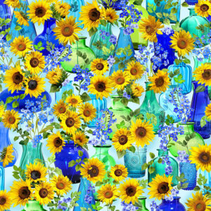 85 Summer Sunflowers Cobalt Summer Sunflowers (3091)