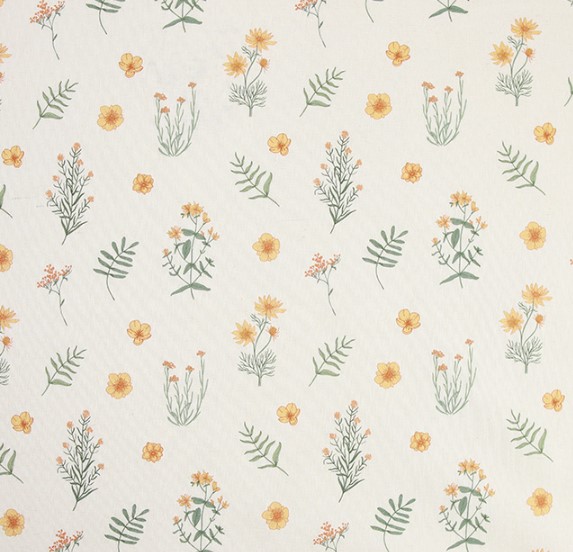 Ivory Antique Tangerine Whimsy Florals Linen/Cotton Prints (3098)