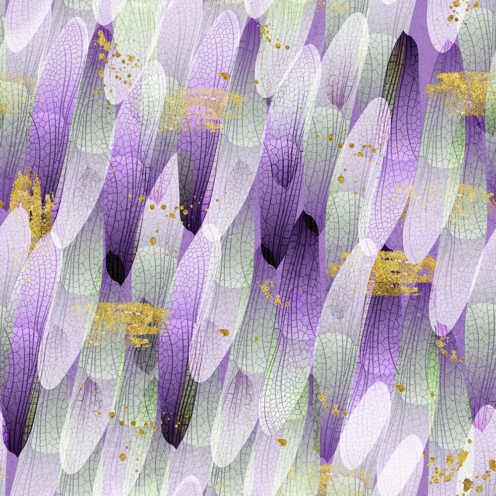 L Dragonfly Wings Purple Dainty Dragonflies (3107) - KK Fabrics