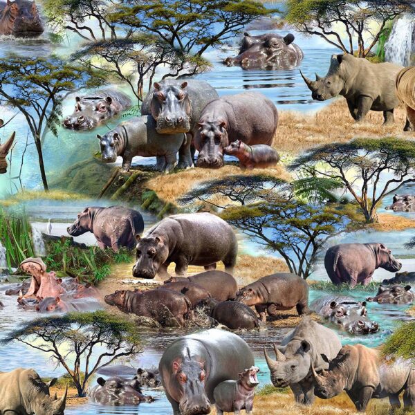 59 Rhinos and Hippos Serengeti Plains (3137)