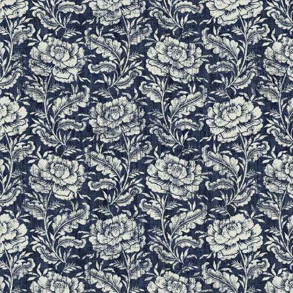 803N Woodcut Floral Navy True Blue (3138)