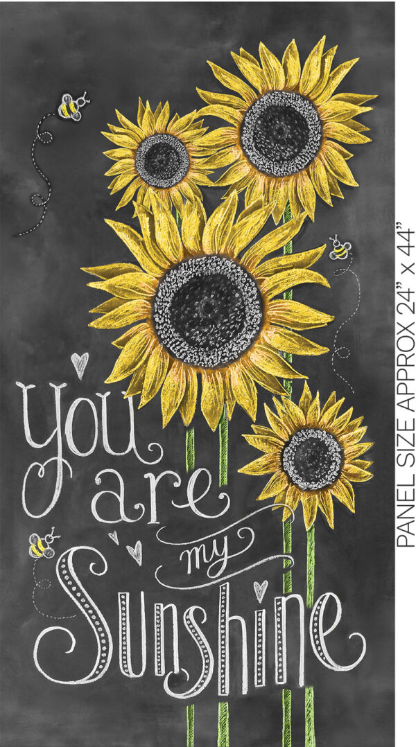 828 You are My Sunshine Panel Black Flower Market (3131)