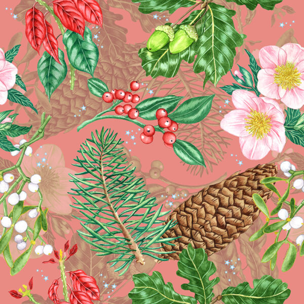A2 Christmas Pine Cones Pink