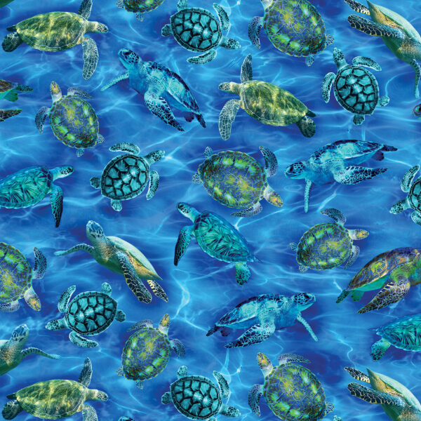 3855 Sea Turtle Haven Ultra Blue Oceana 108" Wide Backings (12531W)