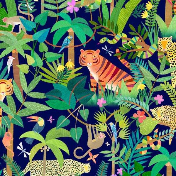16N Collage Navy Jungle Menagerie (4007)