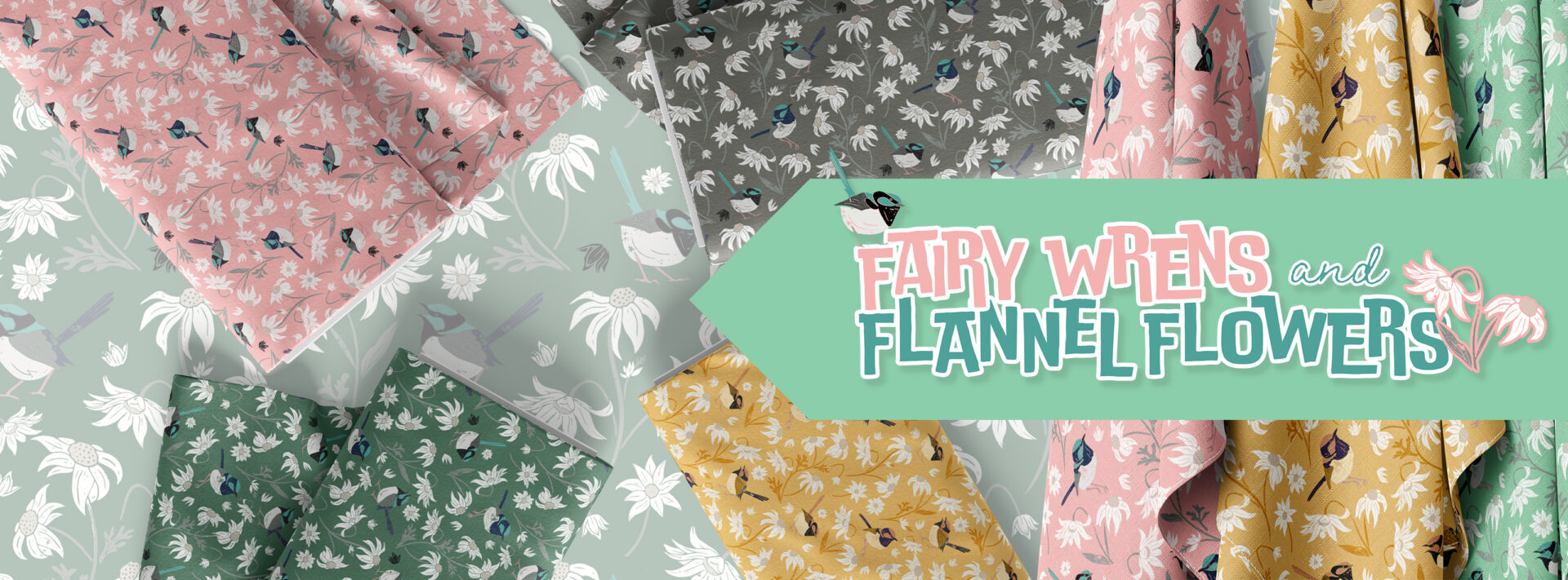 Fairy Wrens and Flannel Flowers Large Website Banner