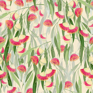 A Cream Gumleaf Blossoms 108" Wide Backings (4037)