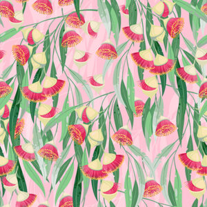 B Pink Gumleaf Blossoms 108" Wide Backings (4037)
