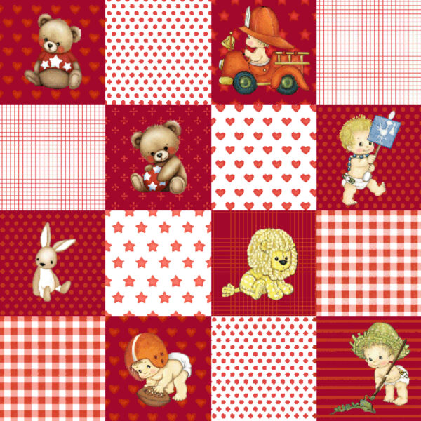 79R Patchwork Red Baby Bears (4055)
