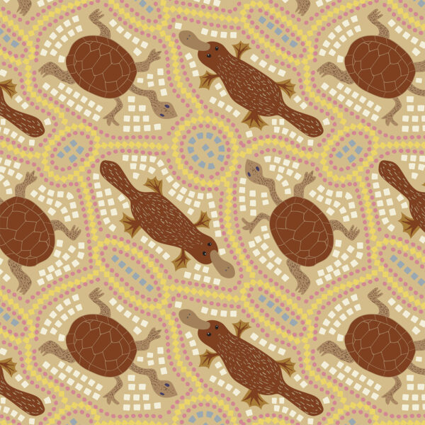 D Platypus and Turtles Beige Aussie Allovers (4031)