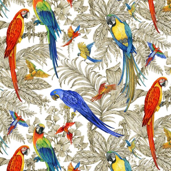 271W Fanciful Birds White Assorted Designs (4050)