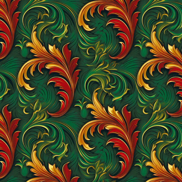 H Red and Green Scrolls Christmas (4017)