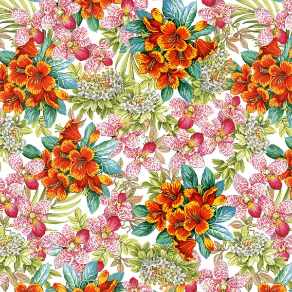 273W Vibrant Flowers White Assorted Designs (4050)