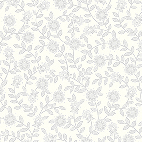 09 White/Grey Field Floral Wide Backings (16389W)