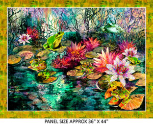 A 36-inch Waterlily Panel Ripples Fabulously Froggy (4065)