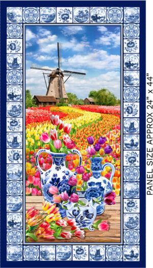33 Tulip Field 24 Inch Panel Spring Delft (4073)