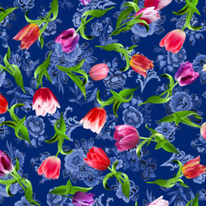 40R Tossed Tulips Royal Spring Delft (4073)