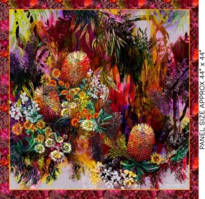 A 44 Inch Banksia Underbrush Panel Glorious Gum Blossoms (4109)