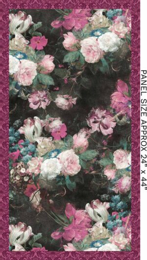 014 24 Inch Floral Mural Black Panel Heritage Floral (4118)