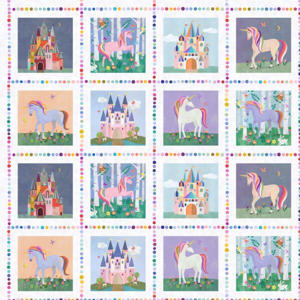 080 Block Panel White Multi Enchanted Unicorn (4115)