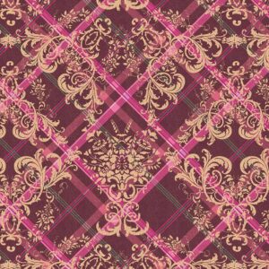11B Plaid Damask Burgundy Heritage Floral (4118)