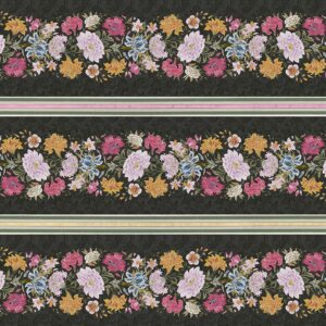 13 Floral Stripe Black Heritage Floral (4118)