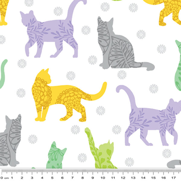 5709 Kitty Sunshine White Multi Cozy Cats (4111)