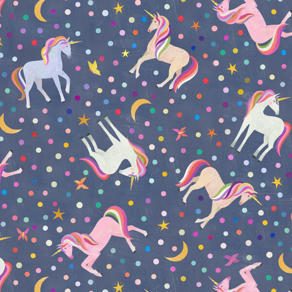72N Rainbow Unicorns Navy Enchanted Unicorn (4115)