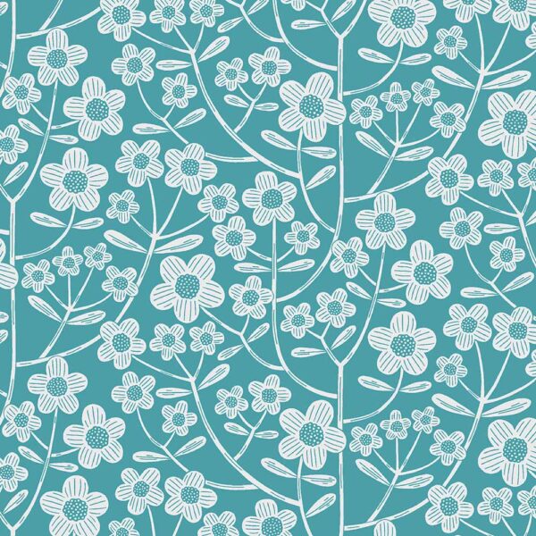 84 Brynn Turquoise Blooming Colour 2 Wide Backing (16450W)