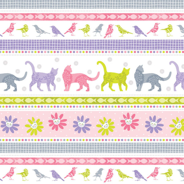 9522 Kitty Sunshine Stripe Light Pink Cozy Cats (4111)