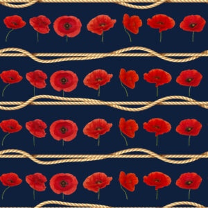 F Poppies Stripe Navy II (4167)
