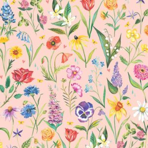 3302 Meadow Flowers Pale Peach A Prairie Heart (4172)