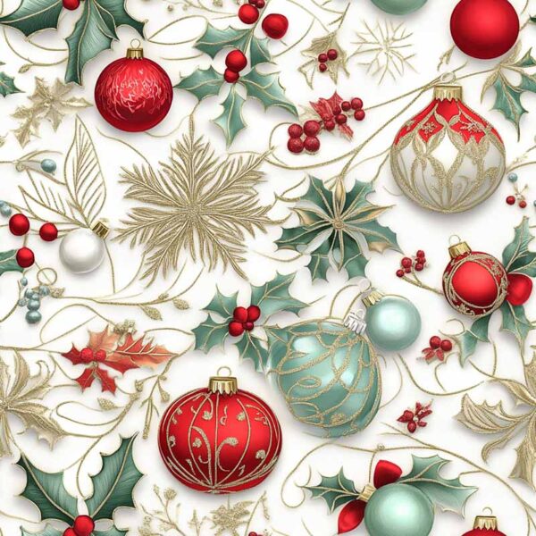 129 Baubles and Holly White A Holly Season (5001)