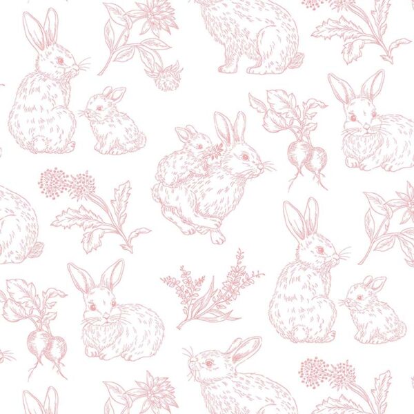 66BL Bunny Rabbit Toile Blush Sweet Little Bunny 4184
