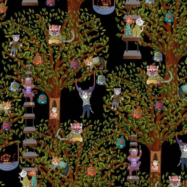 80 Cats on Tree Black Purrsuit of Coffeeness (4181)