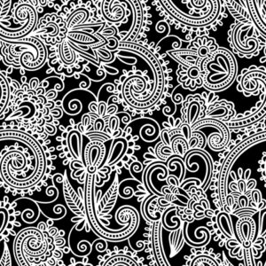 32 Floral Paisley Black Monochroma (5047)
