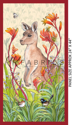 03 24 Inch Panel Kangaroo Wildlife & Wildflowers (5095)