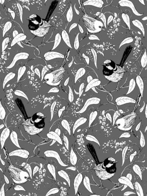 05 Happy Wanderer Wrens Grey Wildlife & Wildflowers B&W (5096)