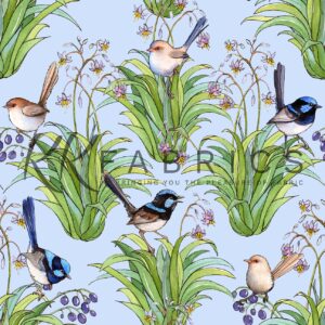 12 Dianella Wrens on Blue Wildlife & Wildflowers (5095)