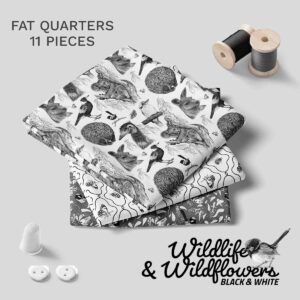 FQ Fat Quarters Wildlife & Wildflowers B&W (5096)